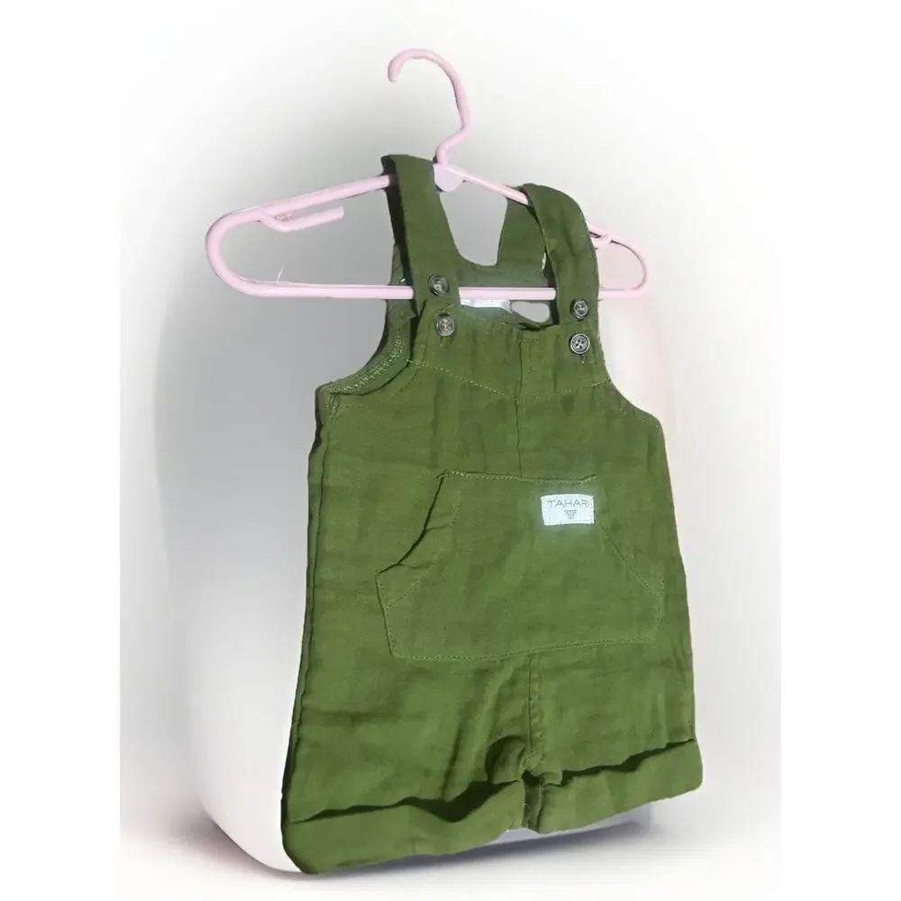 Tahari Baby Boy 0-3 Month Cotton‎ Overall Shorts Green